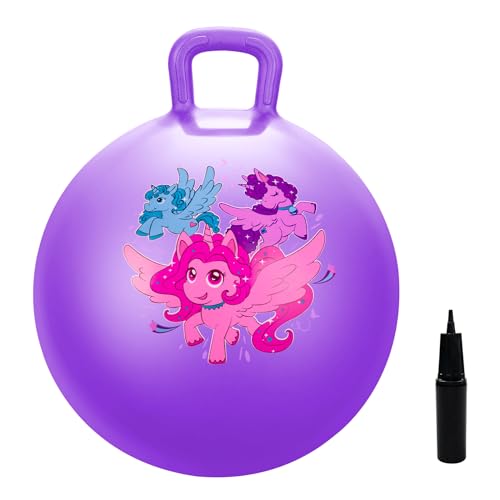 U&C Planet Sprungball 45 cm Hüpfball mit Pumpe 18 Zoll Hopper Ball für Kinder von 3-8 Jahren aufblasbare Space Hoppers Jump Ball Drinnen & Draußen, Einhorn violett von U&C Planet