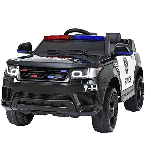 12V Kids Electric Ride On Police Car with Remote Control Music Lights USB MP3 2 Speed for 3-6 Years Old Boys Girls von UATARU