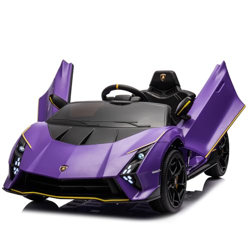 12V Kids Ride On Electric Car W/Remote Control Music LED Light, Four-Wheel Suspension, Bluetooth, FM, Power Display, for Kids 37-96 Month (Purple) von UATARU