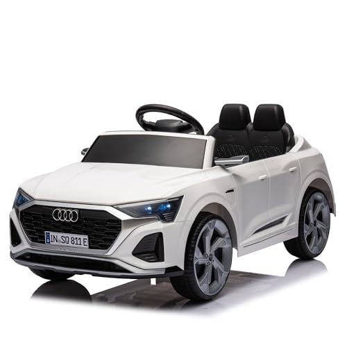 12V Kids Ride On Electric Car w/Parents Remote Control,Licensed Audi SQ8,Dual Drive,Suspension,Hanging Start, 3 Speed Adjustable Music,Volume Control,LED Lights for Kids Aged 3-6 (White) von UATARU