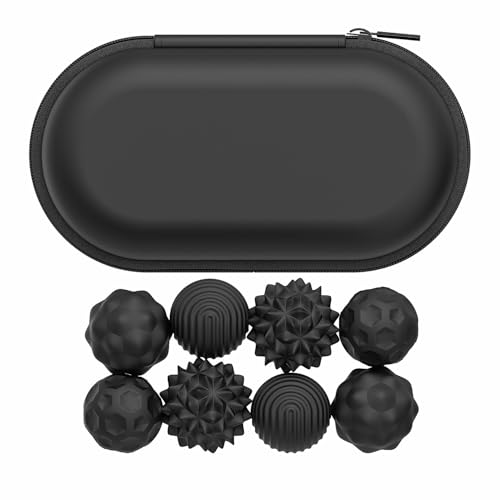 Magnetic Sensory Fidget Balls, Silicone Stress Relief Toys for Adults Teens with Autism, ADHD, Anxiety, Fun Textures Roller (Black, 8PCS) von UATARU