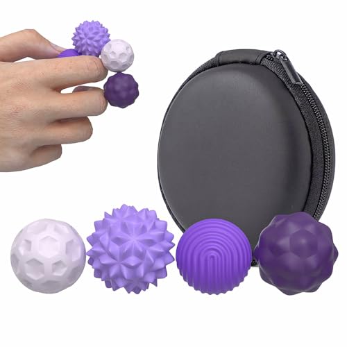 Magnetic Sensory Fidget Balls, Silicone Stress Relief Toys for Adults Teens with Autism, ADHD, Anxiety, Fun Textures Roller (Purple, 4PCS) von UATARU