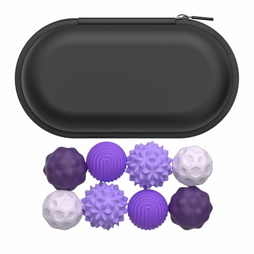 Magnetic Sensory Fidget Balls, Silicone Stress Relief Toys for Adults Teens with Autism, ADHD, Anxiety, Fun Textures Roller (Purple, 8PCS) von UATARU