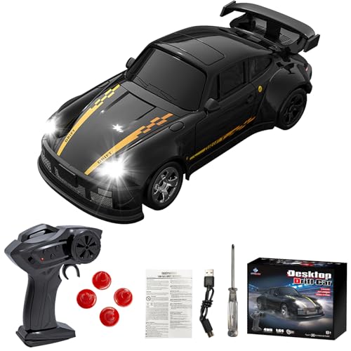 UATARU KF20 1:64 RC Drift Car, 2.4G High-Speed Four-Wheel Mini Desktop Remote Control Racing Car Toy Electric Toy Kids (Black) von UATARU