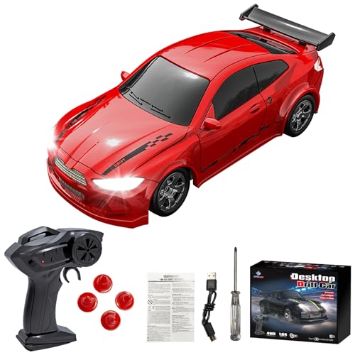 UATARU KF20 1:64 RC Drift Car, 2.4G High-Speed Four-Wheel Mini Desktop Remote Control Racing Car Toy Electric Toy Kids (Red) von UATARU