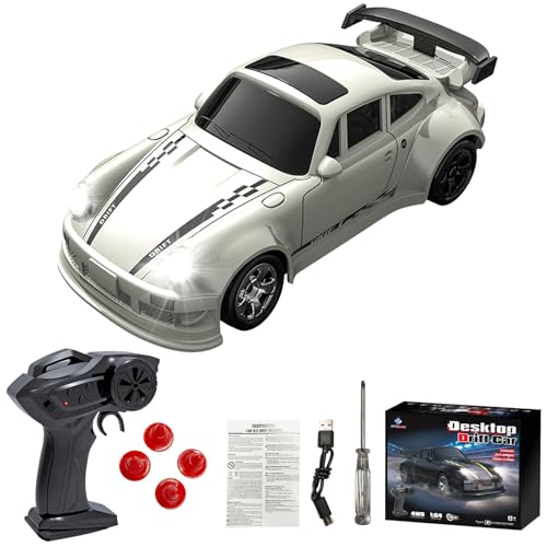 UATARU KF20 1:64 RC Drift Car, 2.4G High-Speed Four-Wheel Mini Desktop Remote Control Racing Car Toy Electric Toy Kids (White) von UATARU