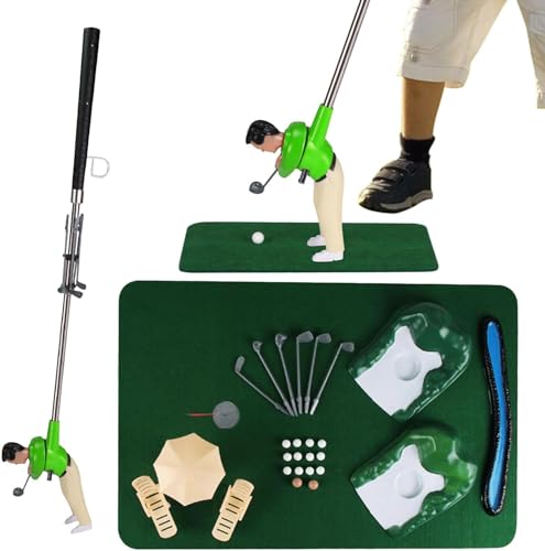 UATARU Mini Golf Game Set, Funny Tiny Golfer Game Set, Mini Golfing Man Golf Training Toys for Kids/Adult Play Indoor Game (Green) von UATARU