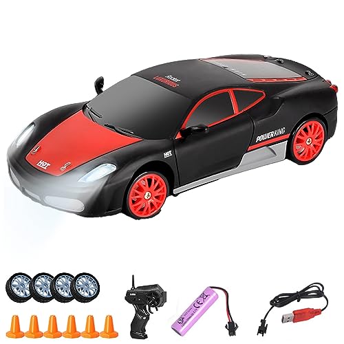 UATARU RC Drift Car, 2.4GHz 1:24 Scale 15KM/H High Speed Model Vehicle with Lights, Racing Sport Toy Car for Kids, USB Rechargeable (Batteries Required) (C) von UATARU