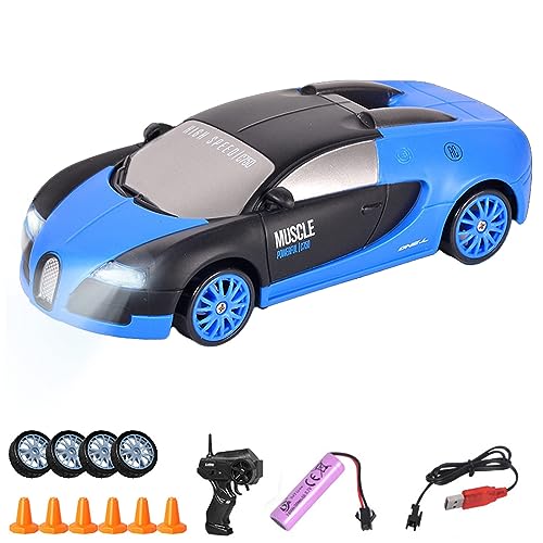 UATARU RC Drift Car, 2.4GHz 1:24 Scale 15KM/H High Speed Model Vehicle with Lights, Racing Sport Toy Car for Kids, USB Rechargeable (Batteries Required) (D) von UATARU