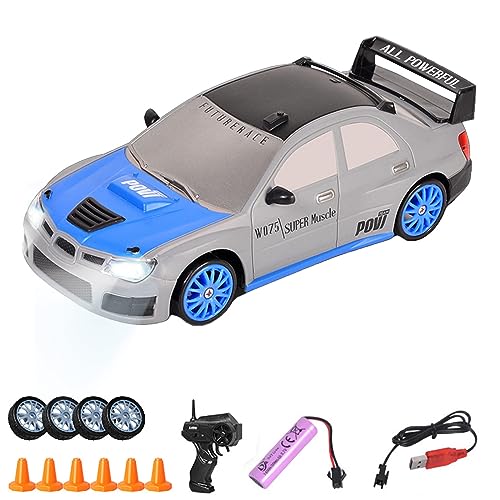 UATARU RC Drift Car, 2.4GHz 1:24 Scale 15KM/H High Speed Model Vehicle with Lights, Racing Sport Toy Car for Kids, USB Rechargeable (Batteries Required) (F) von UATARU