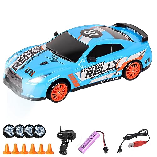 UATARU RC Drift Car, 2.4GHz 1:24 Scale 15KM/H High Speed Model Vehicle with Lights, Racing Sport Toy Car for Kids, USB Rechargeable (Batteries Required) (H) von UATARU