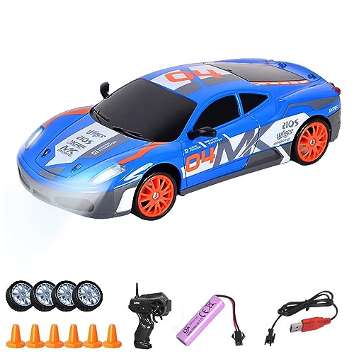 UATARU RC Drift Car, 2.4GHz 1:24 Scale 15KM/H High Speed Model Vehicle with Lights, Racing Sport Toy Car for Kids, USB Rechargeable (Batteries Required) (I) von UATARU