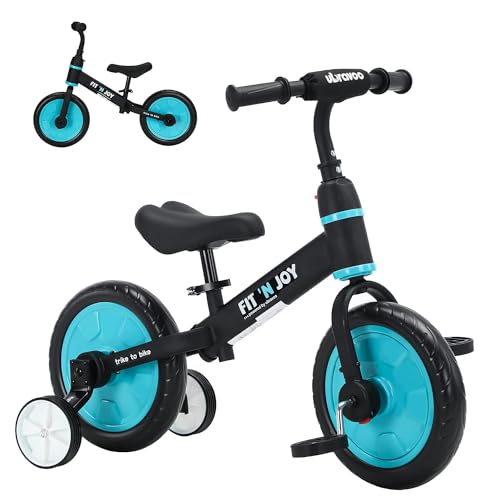 UBRAVOO Fit 'n Joy Kinderfahrrad Fahrräder, 4-in-1 Laufrad für Kinder mit Pedalen und Stützrädern, Trike-to-Bike Kinderrad für Jungen und Mädchen von 2 bis 5 Jahren (Blau) von UBRAVOO