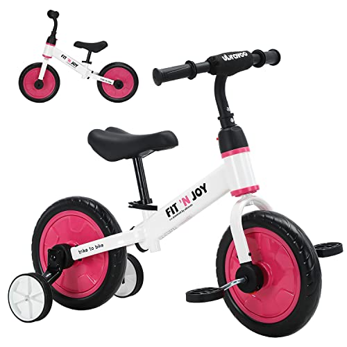 UBRAVOO Fit 'n Joy Kinderfahrrad Fahrräder, 4-in-1 Laufrad für Kinder mit Pedalen und Stützrädern, Trike-to-Bike Kinderrad für Jungen und Mädchen von 2 bis 5 Jahren (Rosa) von UBRAVOO