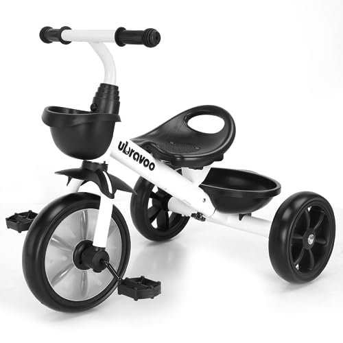 UBRAVOO Laufräder Kinderdreirad, Baby Dreirad, 3-Rad-Fahrrad für 2,5 bis 5/2-4-jährige Jungen und Mädchen, Dreirad mit Ablagekorb vorne und hinten von UBRAVOO