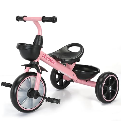 UBRAVOO Laufräder Kinderdreirad, Baby Dreirad, 3-Rad-Fahrrad für 2,5 bis 5/2-4-jährige Jungen und Mädchen, Dreirad mit Ablagekorb vorne und hinten von UBRAVOO