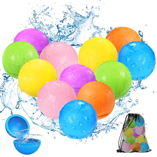 SOPPYCID Wasserbomben Wiederverwendbar, selbstdichtende Wasserbälle aus Silikon, schnell zu füllende weiche Wasserbomben für die Sommer-Spritz-Party im Freien, Wasserschlacht-Spiel 12PCS von UCIDCI