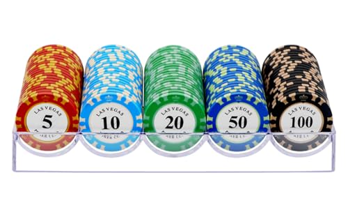 UCK-KIT 100 Stück Poker Chips Set, Nennwert Poker Chips Mit Aufbewahrungsbox, Casino Spiel Chips Kunststoff Poker Chip Set Für Casino Party Brettspiele von UCK-KIT