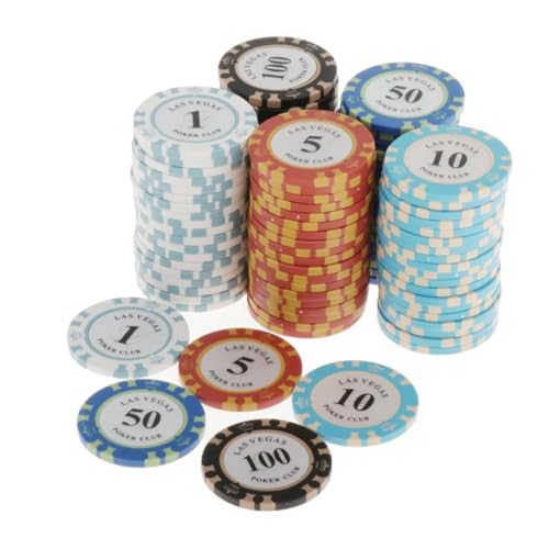 UCK-KIT Poker Chips Set, 100PCS Casino Chips Nennwert Poker Chips Set Für Party Brettspiel Nummerierte Poker Chips von UCK-KIT