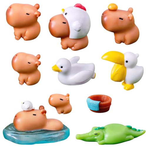 UDTGYELF Figur Capybara, Miniatur-Capybara, 10 Piece Mini Capybara Figur Spielzeug Aus Harz, Sammelfiguren FüR Den Innenbereich, Tierfiguren, Partytisch, BüRo, Zuhause, Ornamente von UDTGYELF