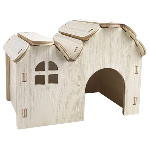 UDTGYELF Hamster Haus Holz, Mehrkammernhaus, Spielplatz, Hamster Haus aus Holz Hamster Versteck Hamsterhaus Treppe Spielzeug Hamster Zubehör, Haus für Zwerghamster, Rennmäuse, (Groß 18 * 13 * 13 cm) von UDTGYELF