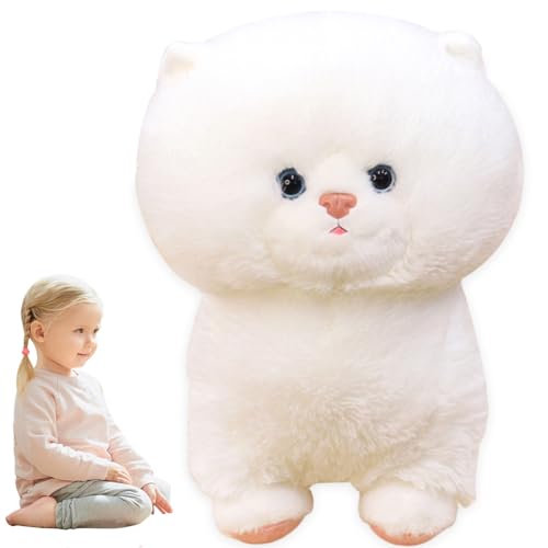 YEIUZPT Katze Plüschtier, Weiß Katze Kuscheltier, Katze Stofftierpuppe, Cat Plush Spielzeug, Katze Spielzeug für Kinder für Kinder Jungen Mädchen Sammlerstück Heimdekoration(25cm) von YEIUZPT