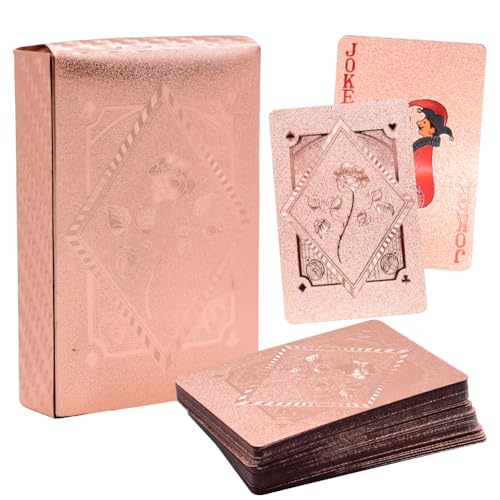 UDTGYELF Poker Cards, Standard Playing Card Decks, 1 X Plastic Poker Cards, Rose Gold with Deluxe Card Game, Standard Index Playing Cards, Travel Companions, Gifts and Toys for Players von UDTGYELF