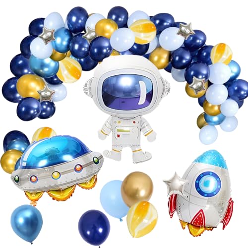 Weltraum Deko, 117 Pcs Space Kindergeburtstag Partydeko, Happy Birthday Banner Ufo Astronaut Rakete Folienballon Luftballons Tortendeko FüR Kinder Junge MäDchen Geburtstagsparty von UDTGYELF