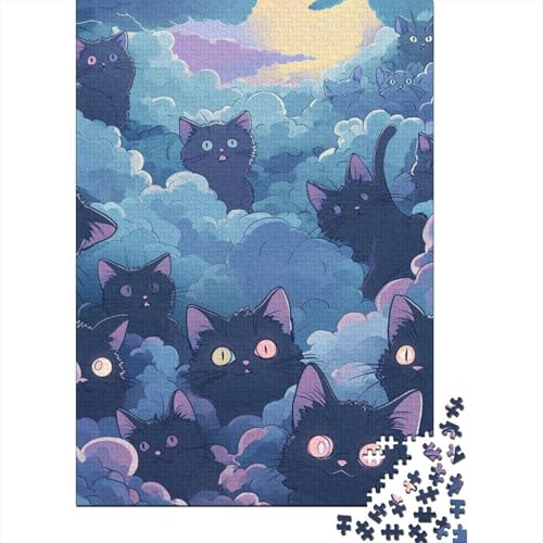 Cute Katze Puzzle 1000 Teile Schwer Puzzle Spielzeug Lernspiel Impossible Herausforderung Spielzeug Für Erwachsene Und Kinder in Bewährter 1000pcs (75x50cm) von UENDOKRNN