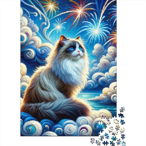 Cute Katze Puzzles 1000 Teile Schwer Puzzle Spielzeug Lernspiel Impossible Herausforderung Spielzeug Für Erwachsene Und Kinder Ab 12 Jahren 1000pcs (75x50cm) von UENDOKRNN