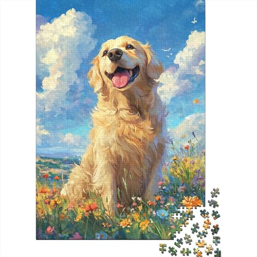 Golden Retriever Puzzle 1000-teilige Schwer Puzzle Spielzeug Lernspiel Impossible Herausforderungsspielzeug Für Erwachsene Und Kinder Ab 12 Jahren 1000pcs (75x50cm) von UENDOKRNN