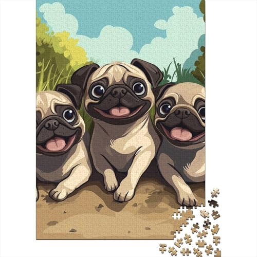 Pug Puzzle 1000-teilige Schwer Puzzle Spielzeug Lernspiel Impossible Herausforderungsspielzeug Für Erwachsene Und Kinder in Bewährter 1000pcs (75x50cm) von UENDOKRNN