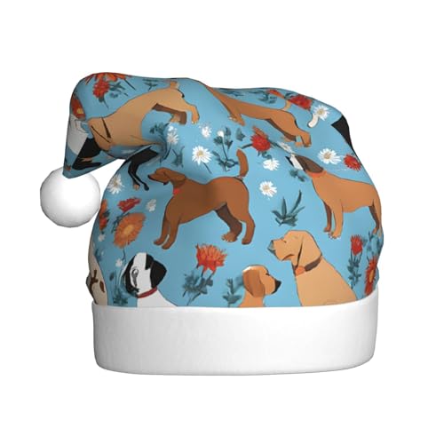 UENFFKDAP Border Collie Florals Plüsch Weihnachtsmützen Erwachsene Weihnachtsmützen Unisex Samt Bequeme Weihnachten Party Hüte Neujahr Party Dekorationen von UENFFKDAP