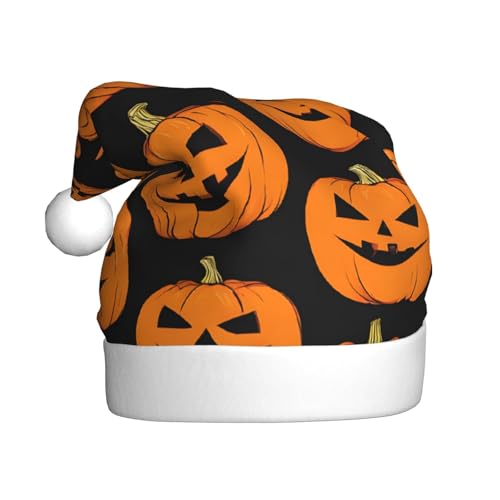 UENFFKDAP Halloween Muster Plüsch Weihnachtsmützen Erwachsene Weihnachtsmützen Unisex Samt Bequeme Weihnachtsfeier Hüte Neujahr Party Dekorationen von UENFFKDAP