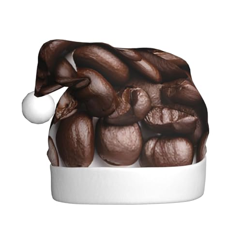 UENFFKDAP Lustige geröstete Kaffeebohnen Plüsch Weihnachtsmützen Erwachsene Weihnachtsmützen Unisex Samt Bequeme Weihnachtsfeier Hüte Neujahr Party Dekorationen von UENFFKDAP