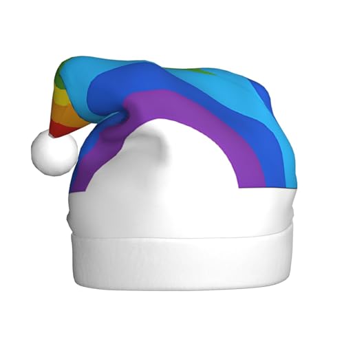 UENFFKDAP Regenbogen Druck Plüsch Weihnachtsmützen Erwachsene Weihnachtsmützen Unisex Samt Bequeme Weihnachtsfeier Hüte Neujahr Party Dekorationen von UENFFKDAP