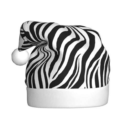 UENFFKDAP Weihnachtsmützen mit Zebra-Druck, Plüsch-Weihnachtsmützen für Erwachsene, Unisex, Samt, bequeme Weihnachtsfeierhüte, Neujahrsparty-Dekorationen von UENFFKDAP