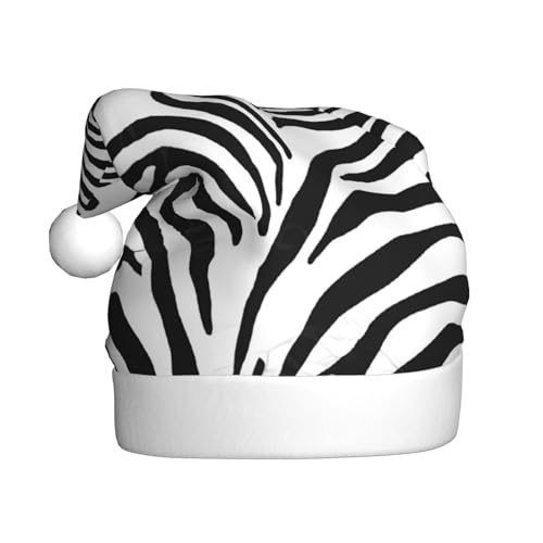 UENFFKDAP Zebra Prints Plüsch Weihnachtsmützen Erwachsene Weihnachtsmützen Unisex Samt Bequeme Weihnachtsfeier Hüte Neujahr Party Dekorationen von UENFFKDAP