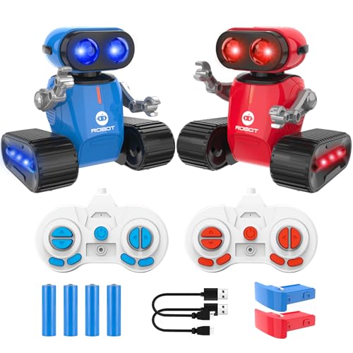 Roboter Kinder Spielzeug, Wiederaufladbares Ferngesteuerter Roboter mit Lichteffekte, LED-Augen, Musik Tanz und Herausnehmbarer Akku, RC Robot Spielzeug Geschenk für Jungen Mädchen ab 3 Jahre von UFLYTOO LA