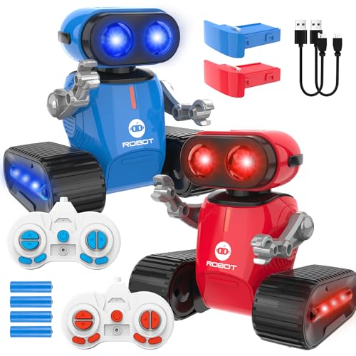 Roboter Kinder Spielzeug, Wiederaufladbares Ferngesteuerter Roboter mit Lichteffekte, LED-Augen, Musik Tanz und Herausnehmbarer Akku, RC Robot Spielzeug Geschenk für Jungen Mädchen ab 3 Jahre von UFLYTOO LA