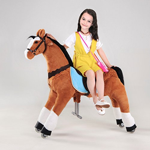 UFREE Action Pony, großes mechanisches Pferdespielzeug, Auf und Ab hüpfen und bewegen, Höhe 110 cm für Kinder von 6 Jahren bis Erwachsene, Schwarze Mähne und Schwanz von UFREE