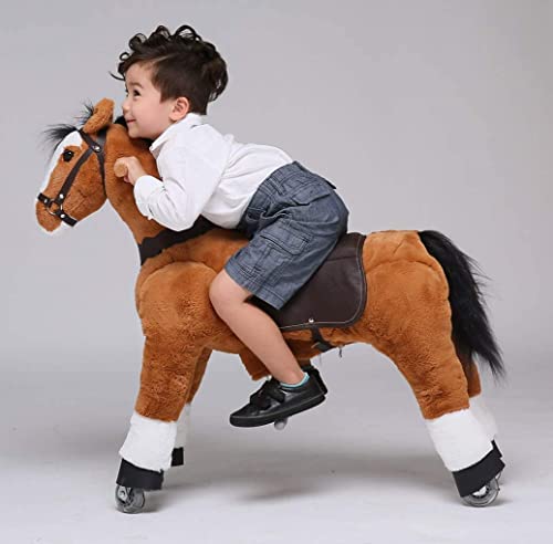 UFREE Horse Action Pony, Ritt auf Spielzeug, mechanisch bewegendes Pferd, Kinderwagen für Kinder von 4 bis 9 Jahren, mittelgroß, Höhe 93 cm (brauner Körper, Schwarze Mähne & Schwanz) von UFREE