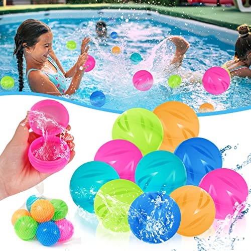 Wasserbomben Wiederverwendbar 10 Stück, Silikon Wasserballons Wiederbefüllbare Wasser Bälle Splash, Wasserspielzeug Spritzkugel Kinder Outdoor Familienspiele Gartenspielzeug Pool Spielzeug Draussen von UFYTT