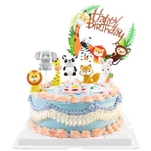 Kuchendeko Kindergeburtstag Tortendeko Happy Birthday Waldtiere Kuchen Deko Cake Topper Geburtstag Torte Torten Muffin Cupcake Deko für Kinder Junge Mädchen Tiere Geburtstag Party (Stil 2) von UGBO