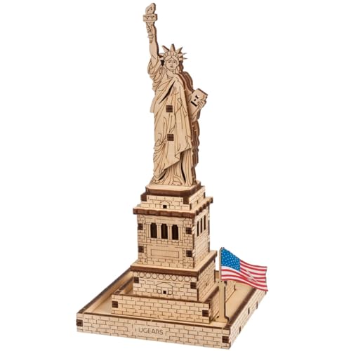 UGEARS Freiheitsstatue 3D-Puzzle für Erwachsene - Modellbausätze Holzpuzzle Hobbys für Männer - 3D-Puzzle für Erwachsene - Holzmodellbausatz zum Bauen von UGEARS