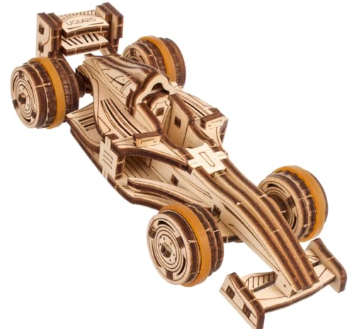 UGEARS Compact Racer 3D-Puzzle für Erwachsene - Modellbausätze Holzpuzzle Hobbys für Männer - Rompecabezas 3D para Adultos - Holzmodellbausatz zum Bauen von UGEARS