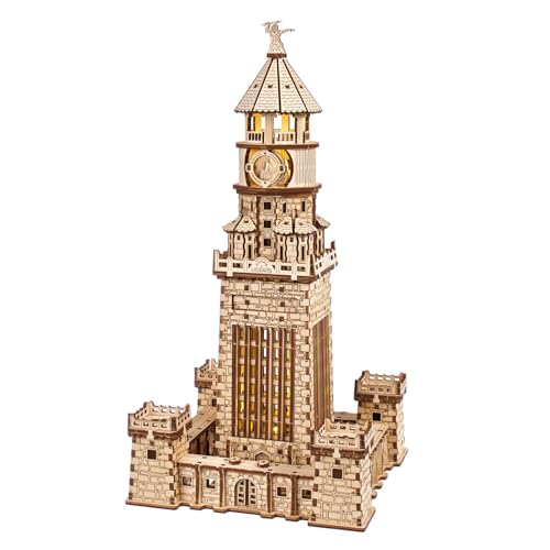 UGEARS Leuchtturm von Alexandria 3D Puzzle - DIY-Bausätze für Erwachsene 3D Holzpuzzles für Erwachsene mit LED-Nachtlicht - Modellbausätze Bastelsets aus Holz 340 Teile von UGEARS