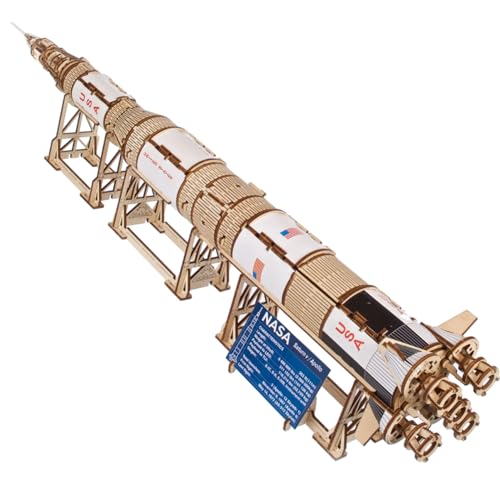 UGEARS NASA Saturn V Modellraketen-Bausatz - Modellbausätze für Erwachsene - 3D-Holzpuzzle zum BAU Einer Weltraumfähre - Raketenraumschiff aus Holz 3D-Puzzle von UGEARS