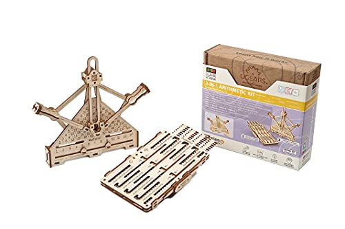 UGEARS STEM Lab 3D Puzzle - Arithmetik-Kit STEM Set - Modellbausatz aus Holz - STEM Spielzeug mit App - Mechanischer Modell Holzbausatz - 3D Holzpuzzle für Erwachsene und Kinder 8+ von UGEARS