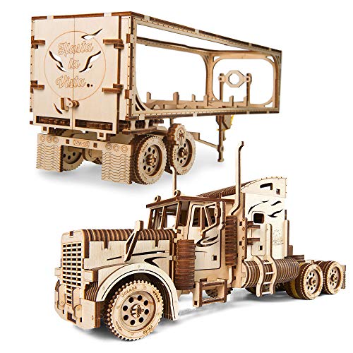 Ugears Heavy Boy Truck & Trailer Mechanisches 3D-Modell für Selbstmontage, Holzkiste Handwerk, Herren Decor von UGEARS